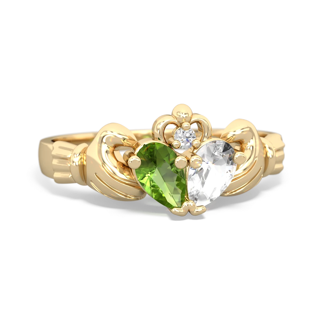 Peridot 'Our Heart' Claddagh 14K Yellow Gold ring R2388