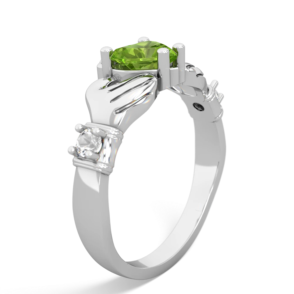 Peridot Claddagh Keepsake 14K White Gold ring R5245