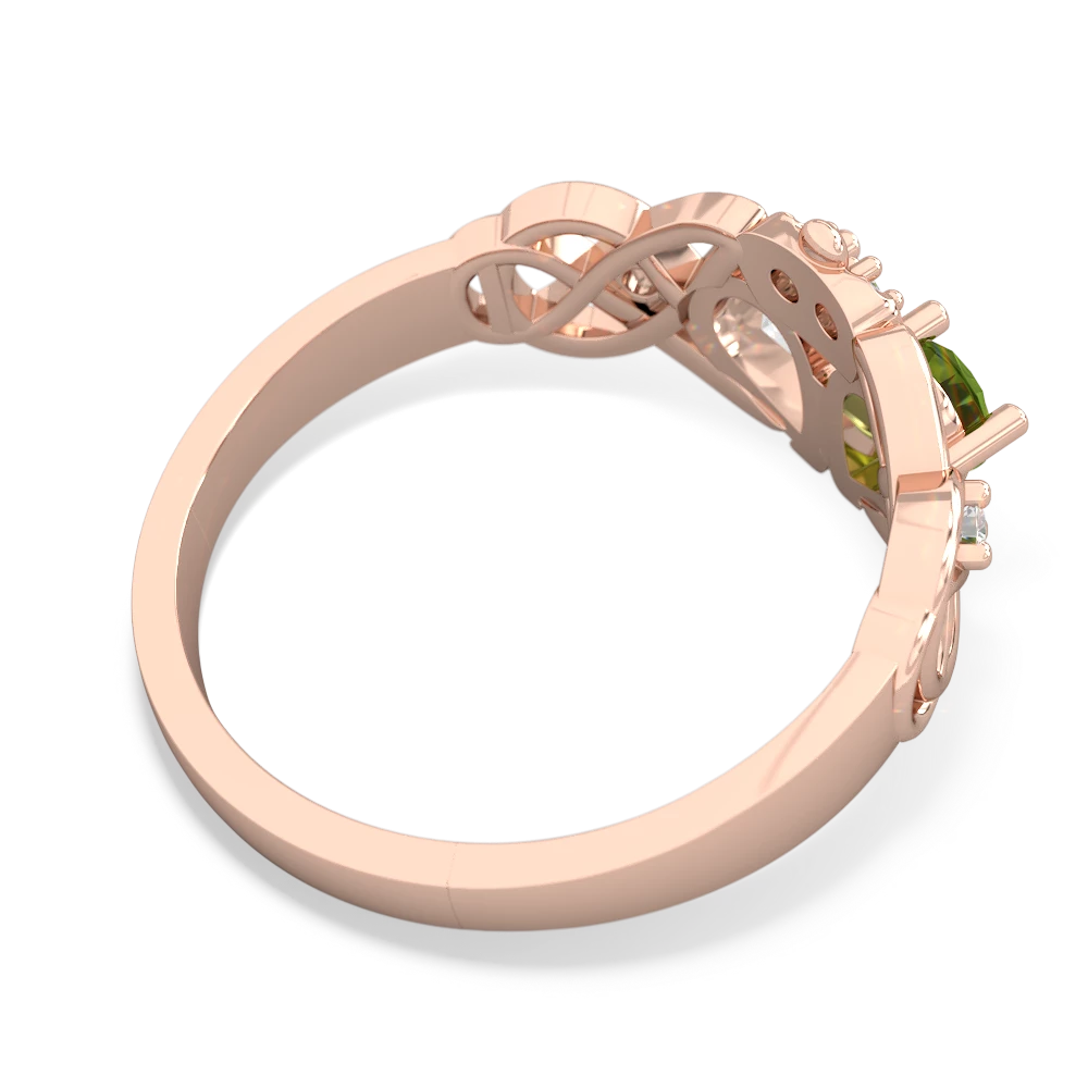 Peridot 'One Heart' Celtic Knot Claddagh 14K Rose Gold ring R5322