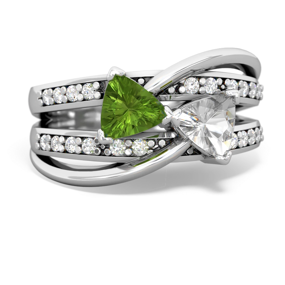 Peridot Bowtie 14K White Gold ring R2360