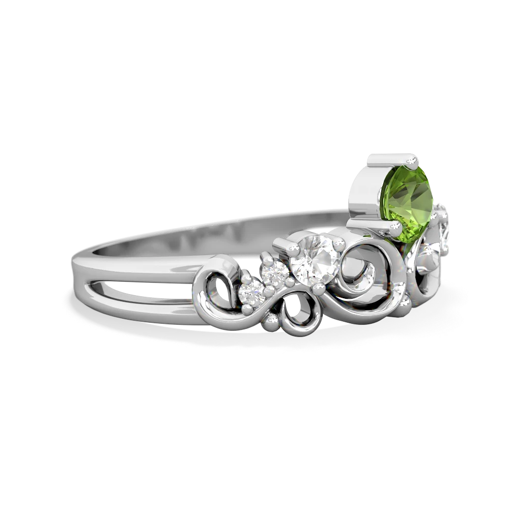 Peridot Crown Keepsake 14K White Gold ring R5740