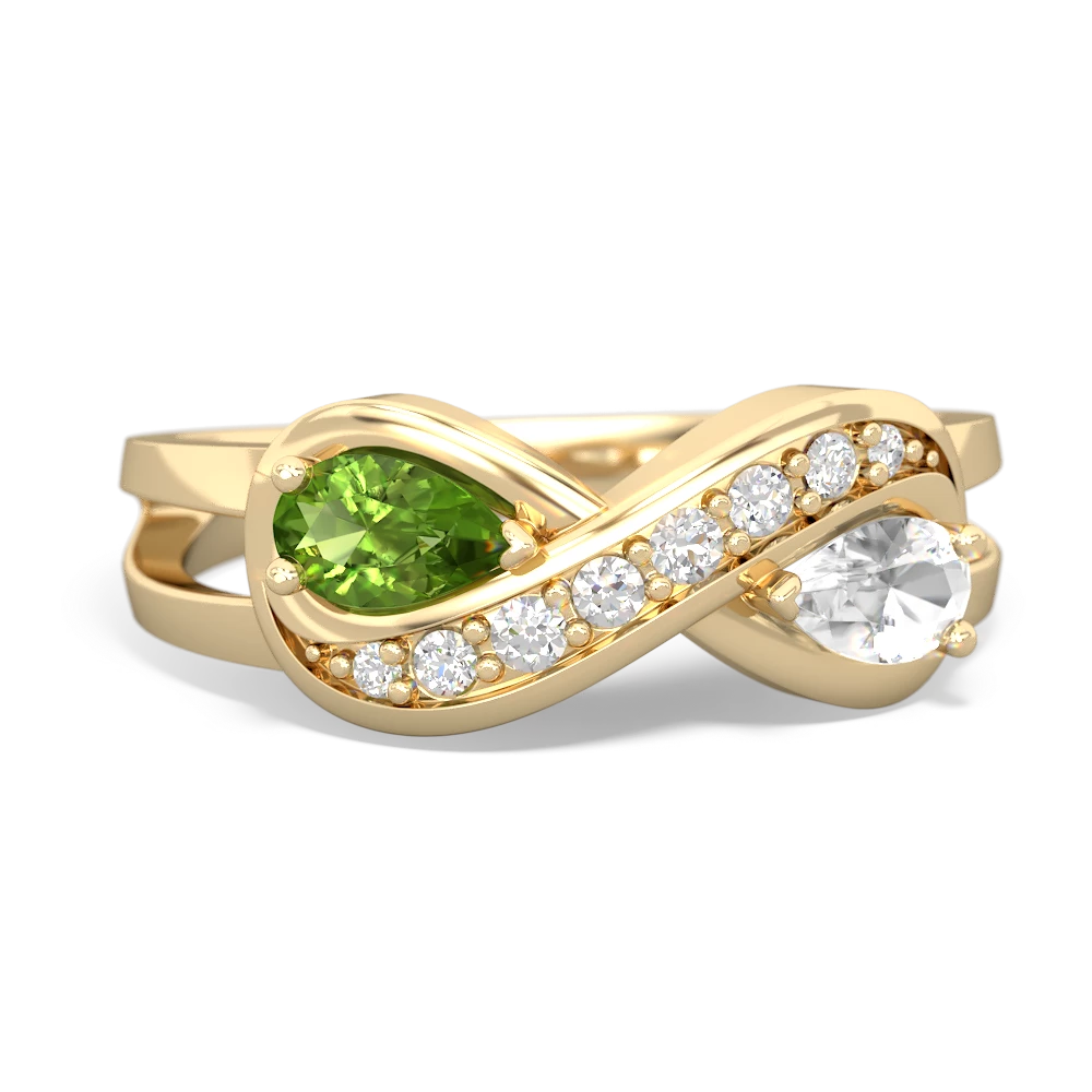 Peridot Diamond Infinity 14K Yellow Gold ring R5390