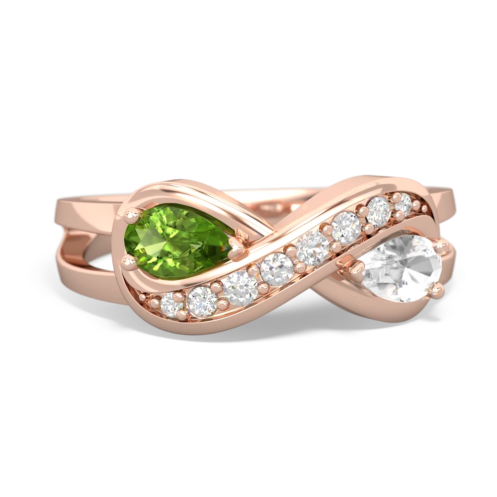 Peridot Diamond Infinity 14K Rose Gold ring R5390