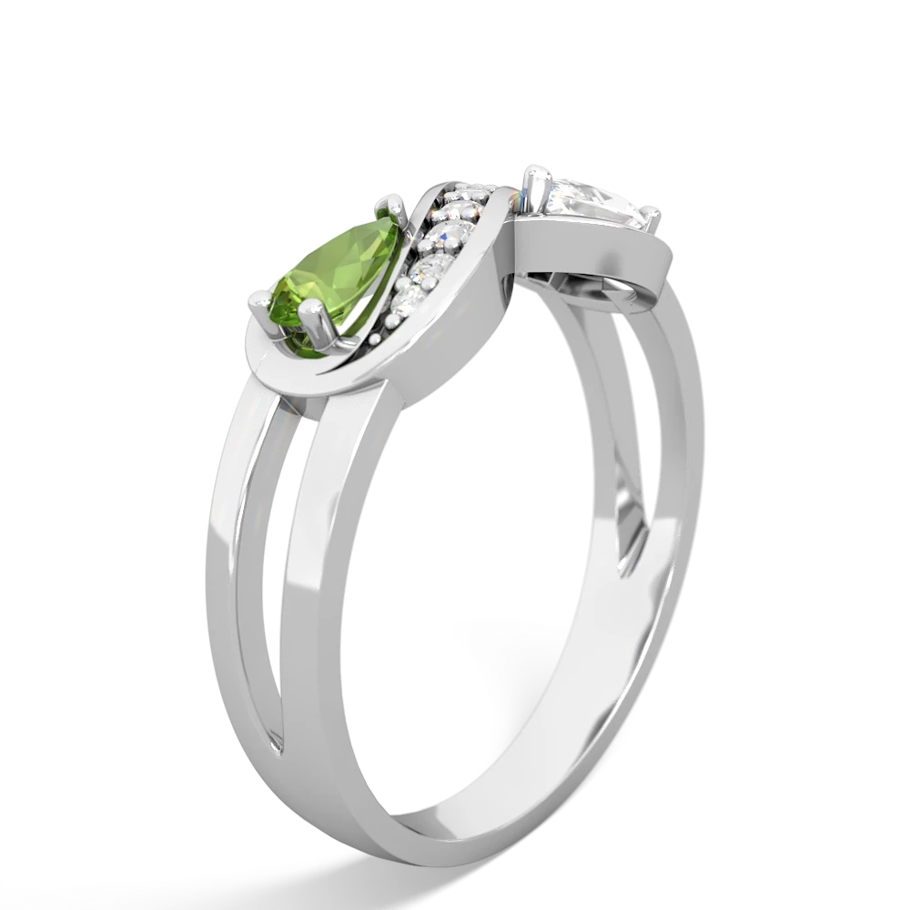 Peridot Diamond Infinity 14K White Gold ring R5390