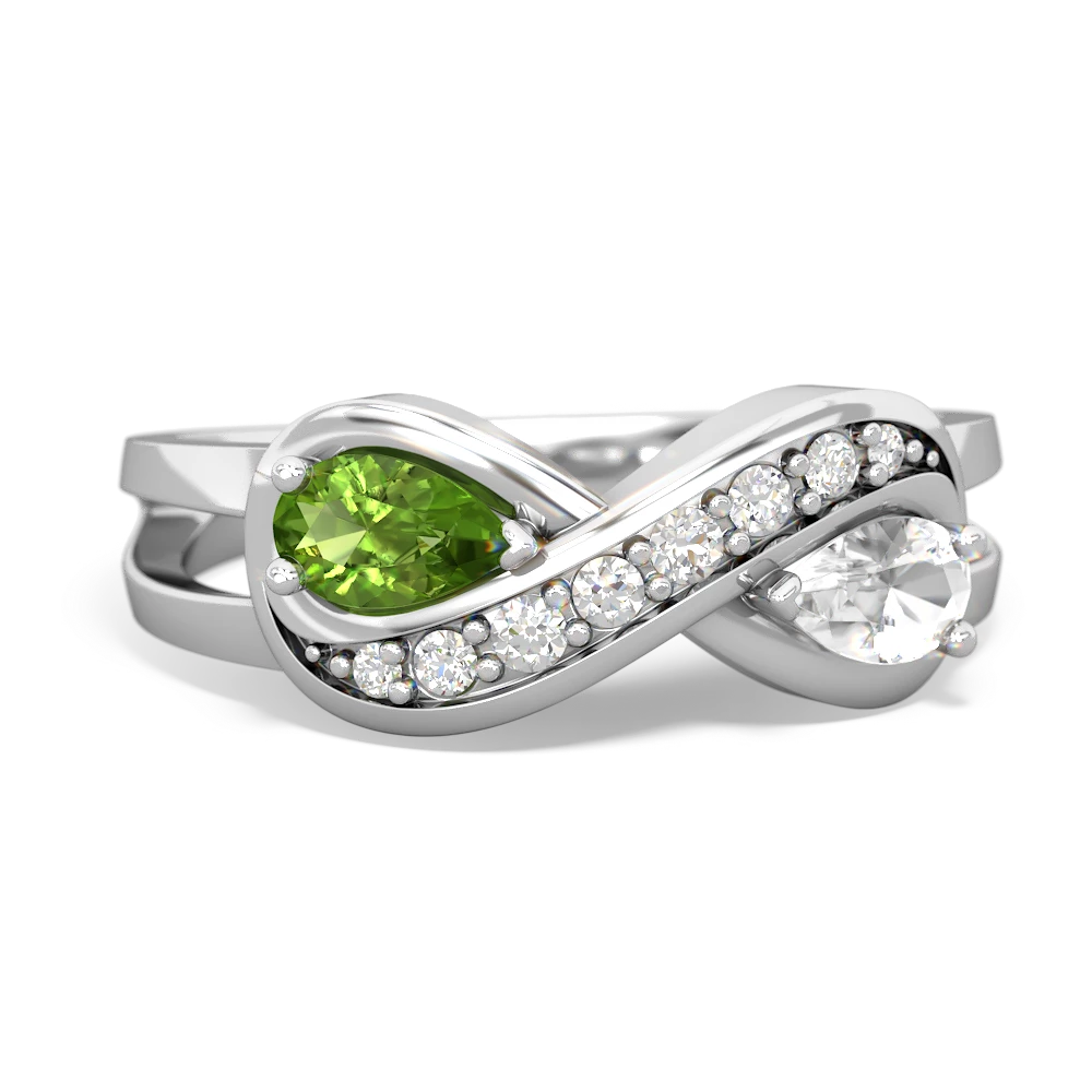 Peridot Diamond Infinity 14K White Gold ring R5390