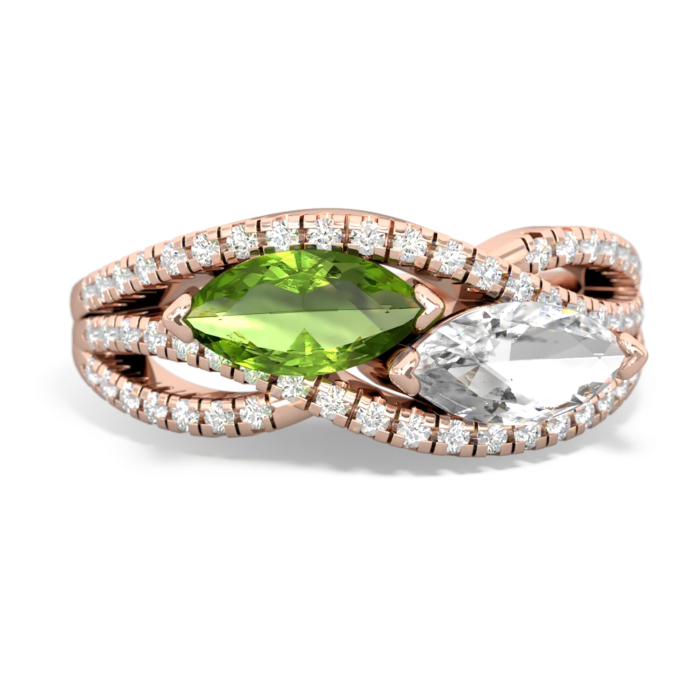 Peridot Diamond Rivers 14K Rose Gold ring R3070