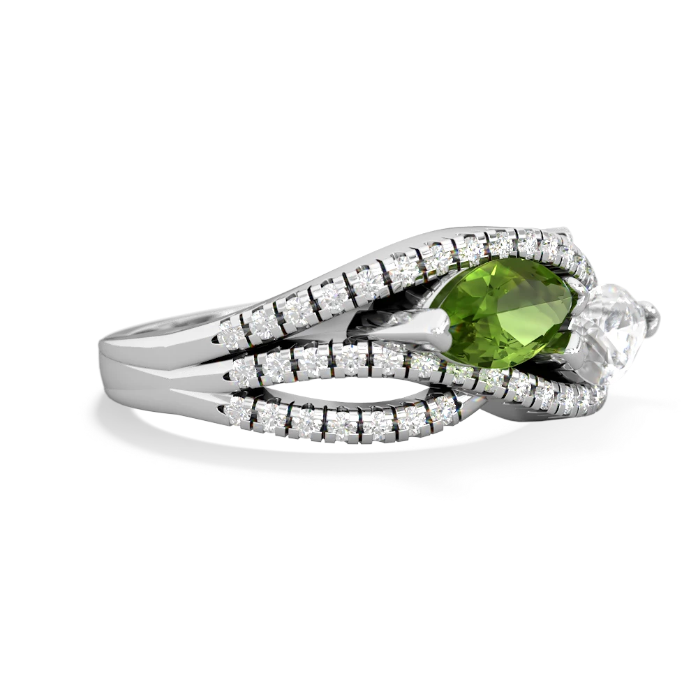 Peridot Diamond Rivers 14K White Gold ring R3070