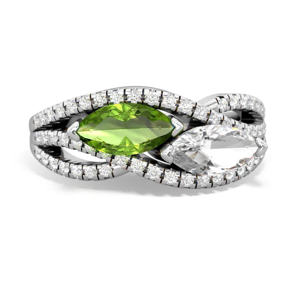 Peridot Diamond Rivers 14K White Gold ring R3070