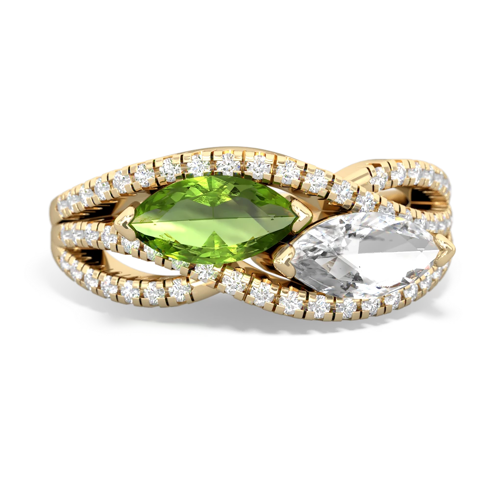 Peridot Diamond Rivers 14K Yellow Gold ring R3070