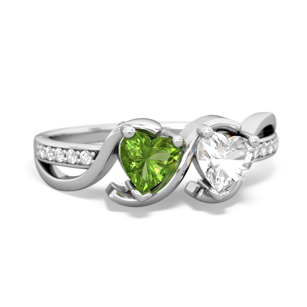 Peridot Side By Side 14K White Gold ring R3090