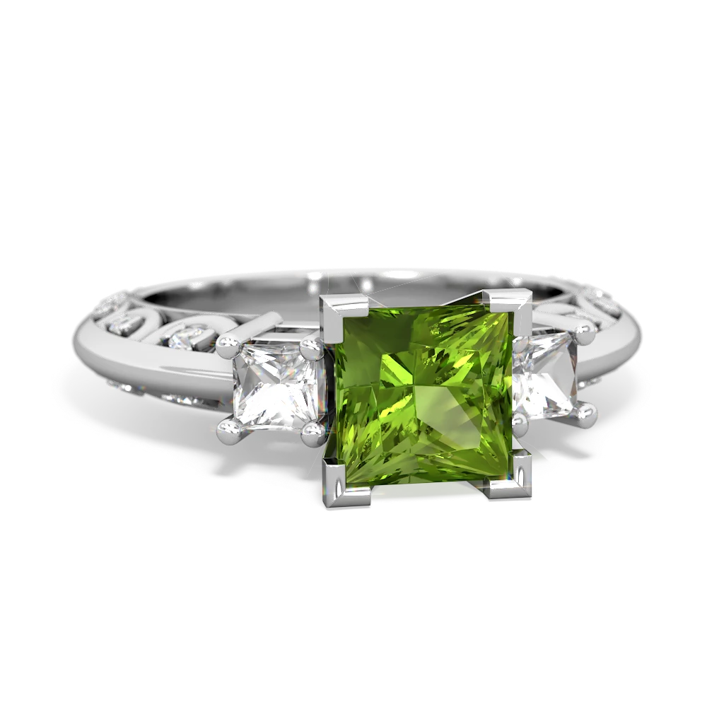 Peridot Eternal Embrace Engagement 14K White Gold ring C2001