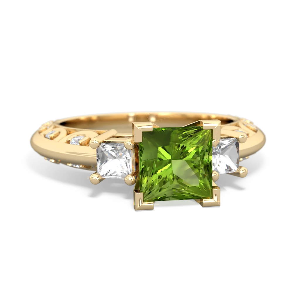 Peridot Eternal Embrace Engagement 14K Yellow Gold ring C2001