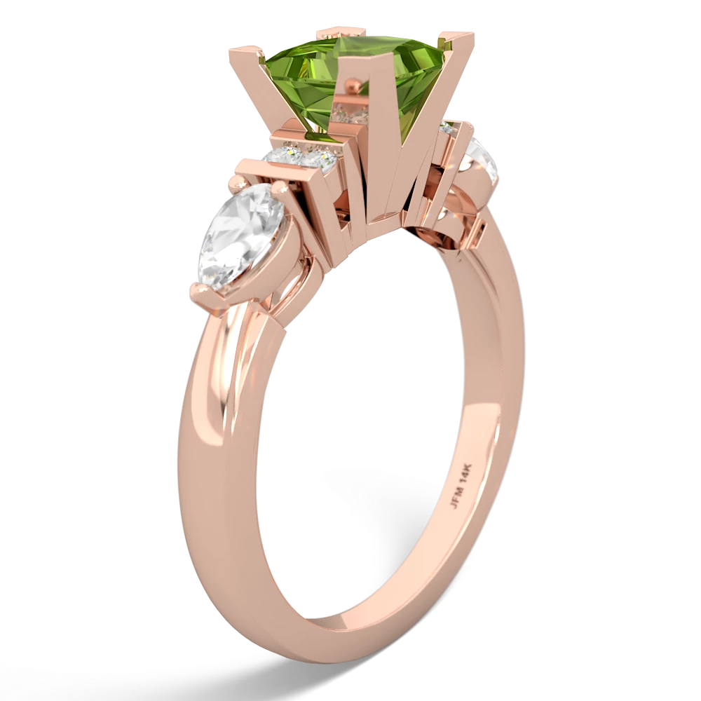 Peridot 6Mm Princess Eternal Embrace Engagement 14K Rose Gold ring C2002