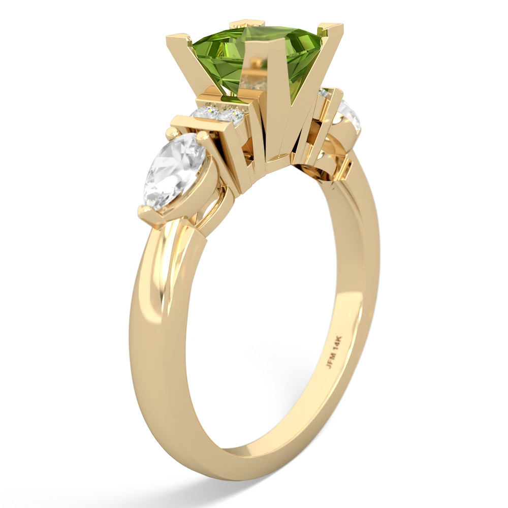 Peridot 6Mm Princess Eternal Embrace Engagement 14K Yellow Gold ring C2002