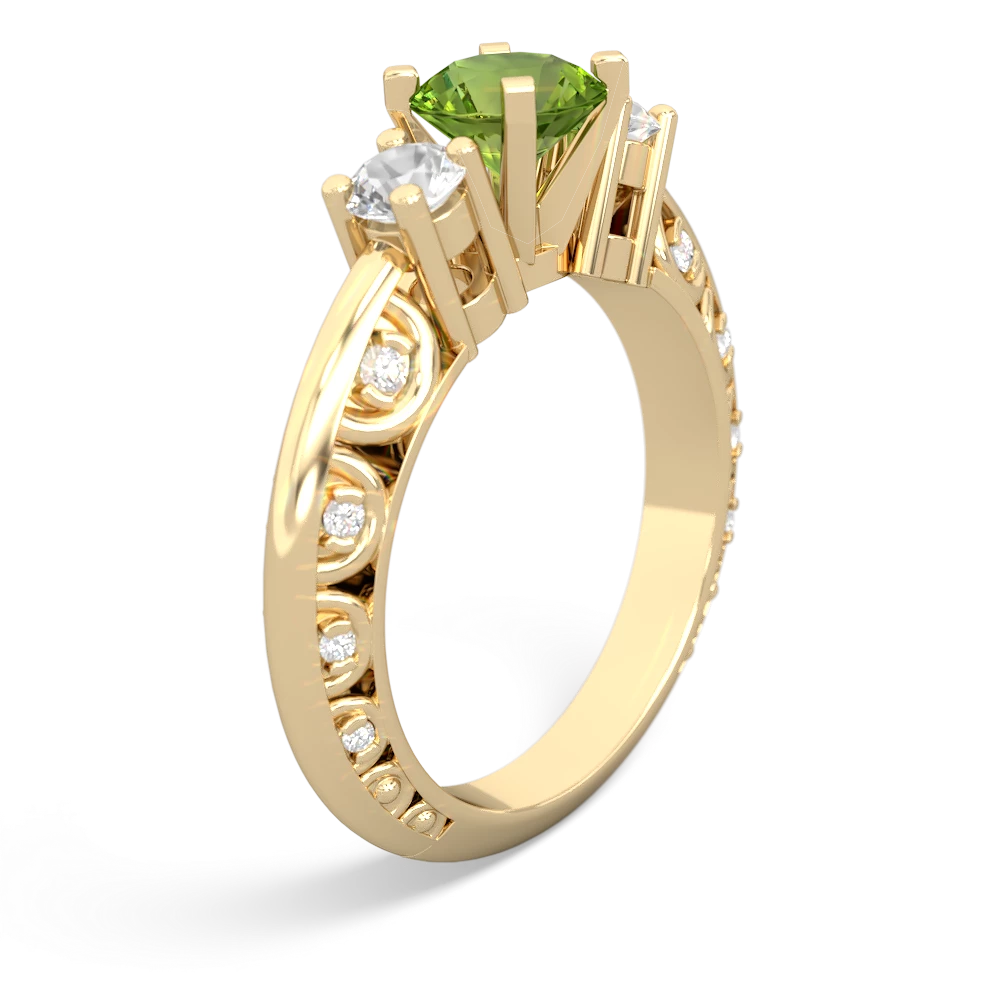 Peridot Art Deco Eternal Embrace Engagement 14K Yellow Gold ring C2003