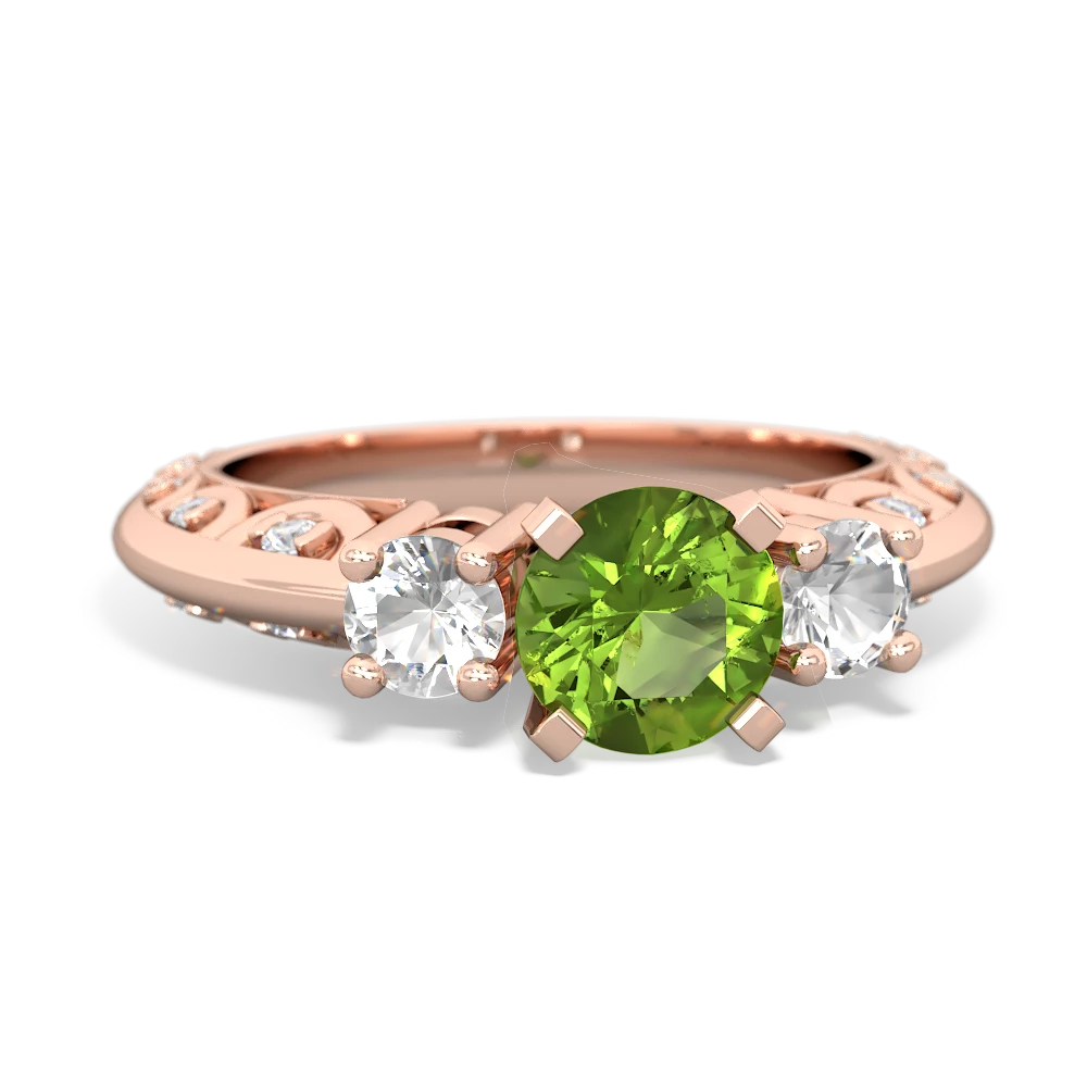 Peridot Art Deco Eternal Embrace Engagement 14K Rose Gold ring C2003