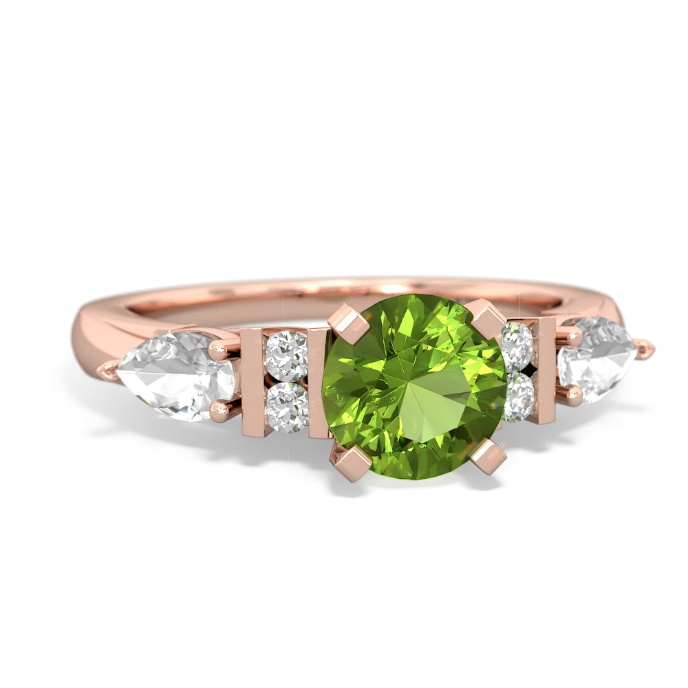 Peridot 6Mm Round Eternal Embrace Engagement 14K Rose Gold ring R2005