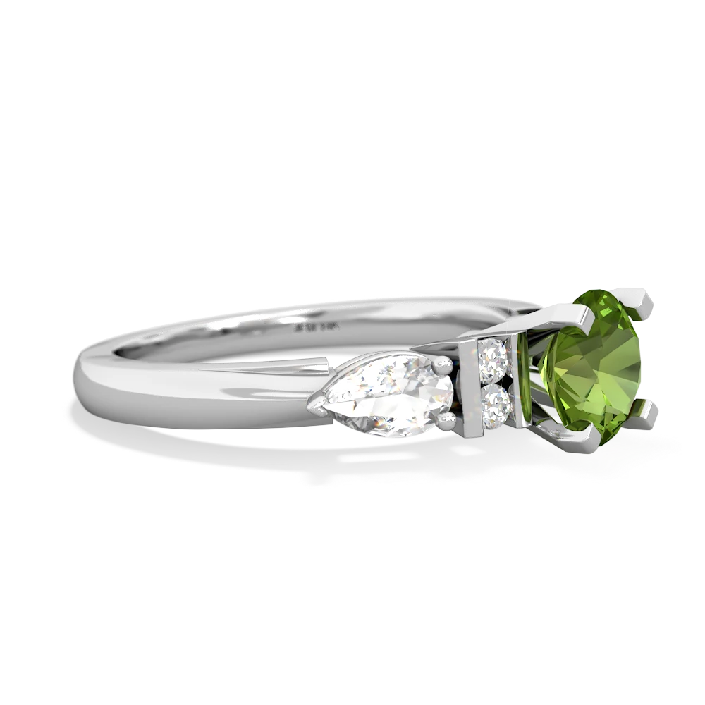 Peridot 6Mm Round Eternal Embrace Engagement 14K White Gold ring R2005