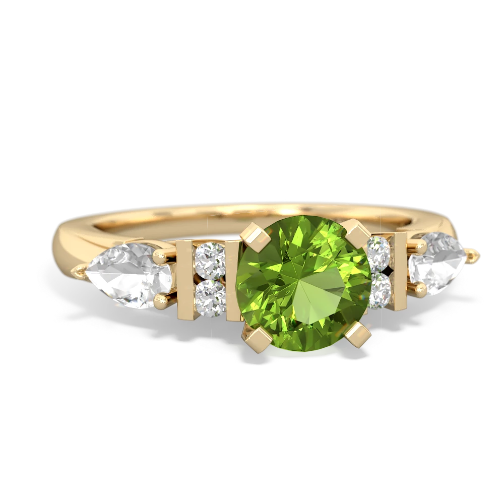 Peridot 6Mm Round Eternal Embrace Engagement 14K Yellow Gold ring R2005