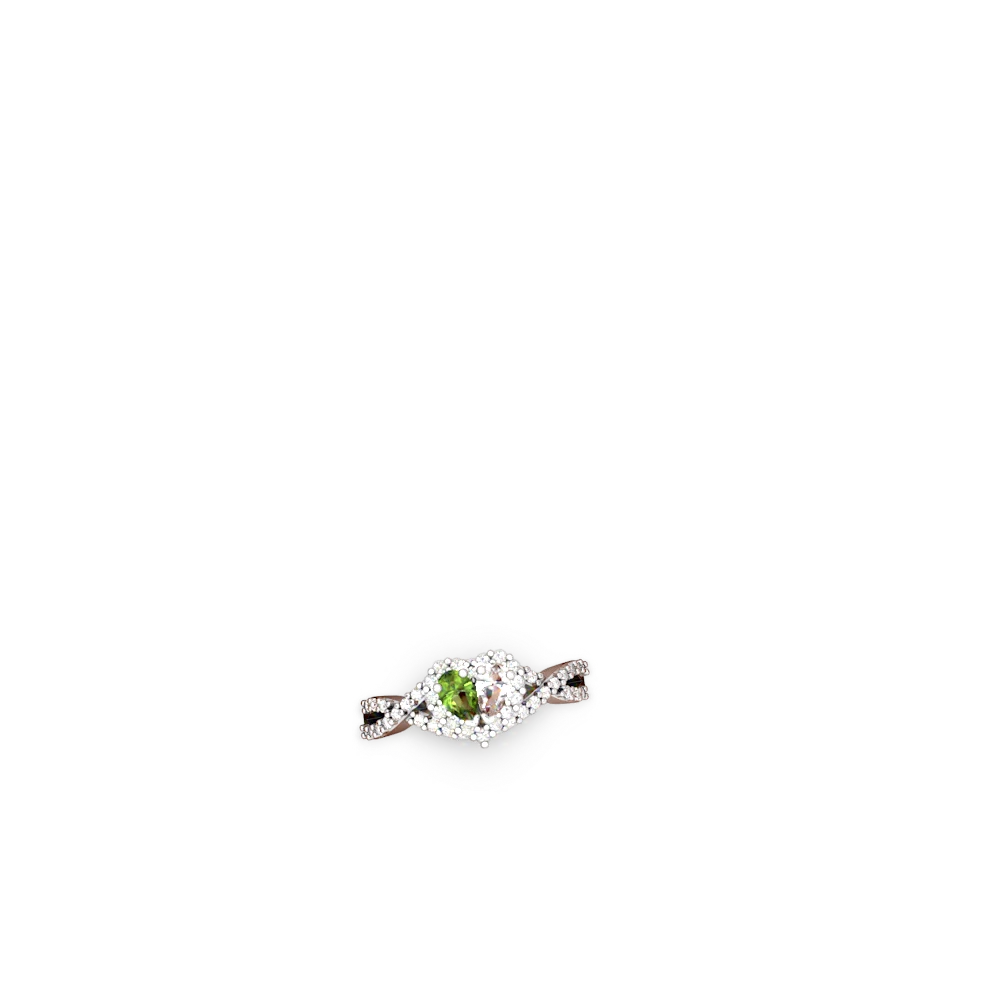 Peridot Diamond Twist 'One Heart' 14K White Gold ring R2640HRT