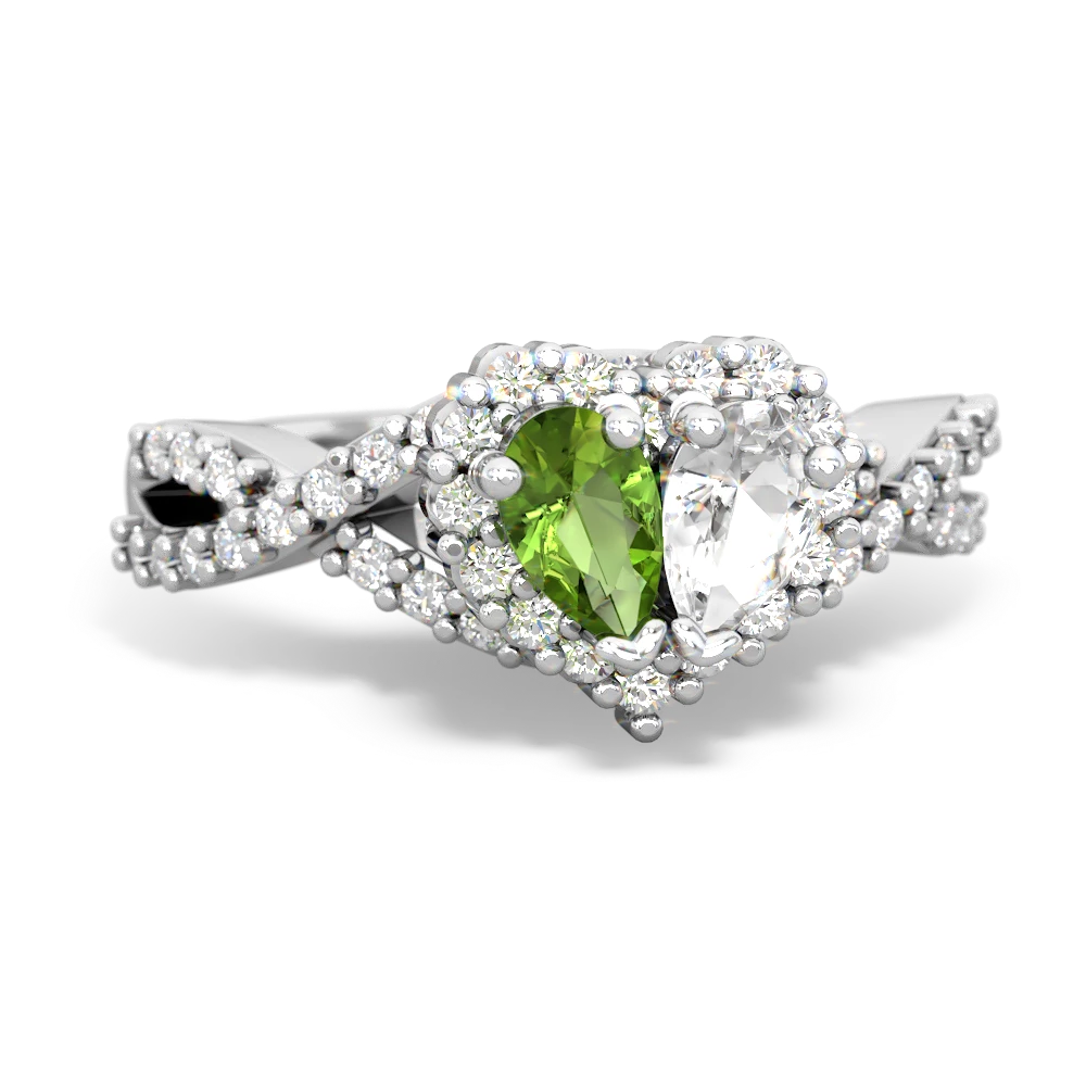 Peridot Diamond Twist 'One Heart' 14K White Gold ring R2640HRT