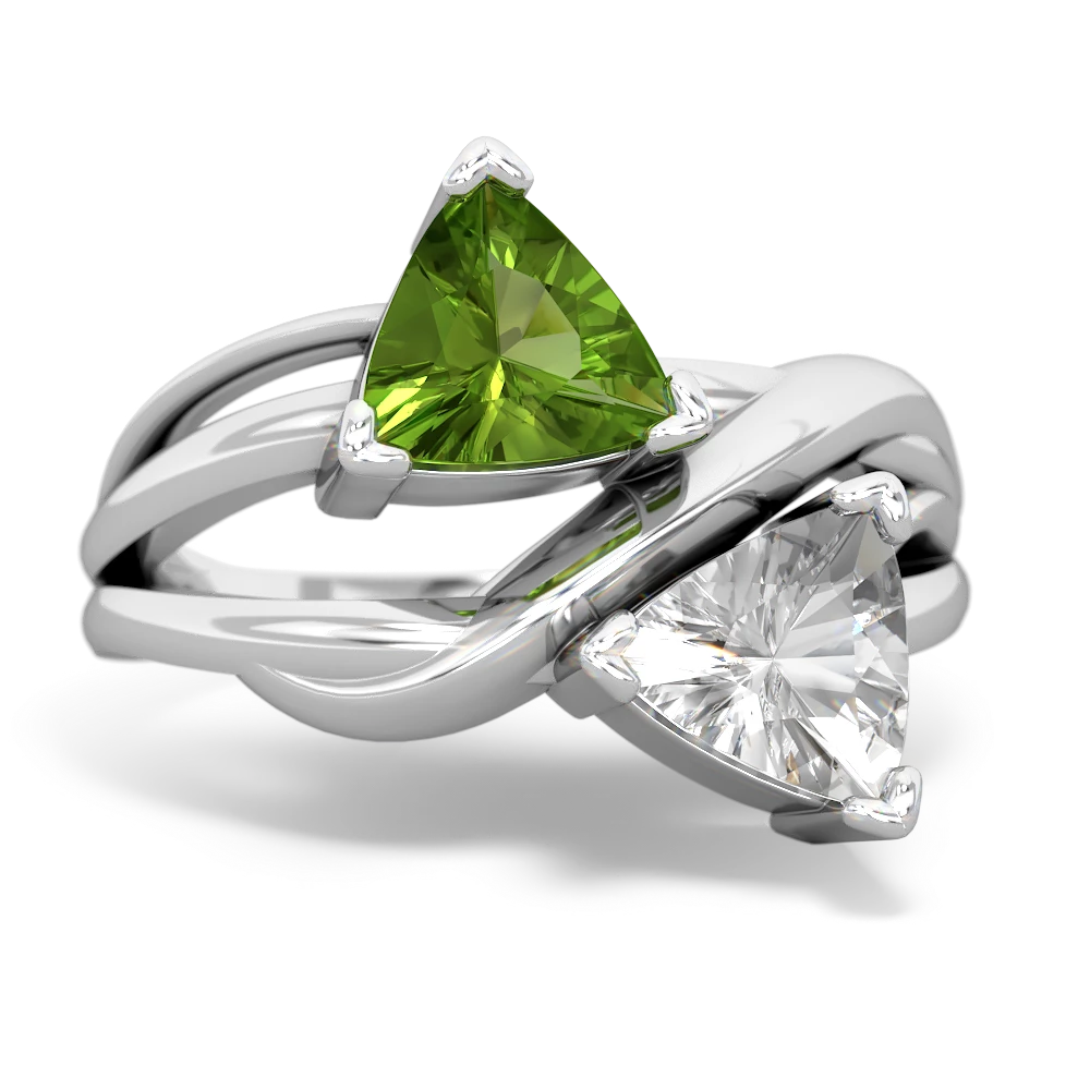 Peridot Split Band Swirl 14K White Gold ring R2341