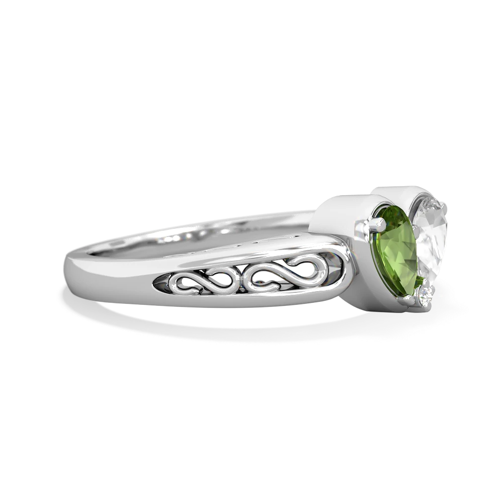 Peridot Filligree 'One Heart' 14K White Gold ring R5070