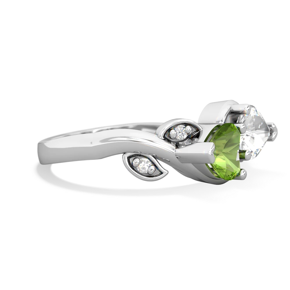 Peridot Floral Elegance 14K White Gold ring R5790