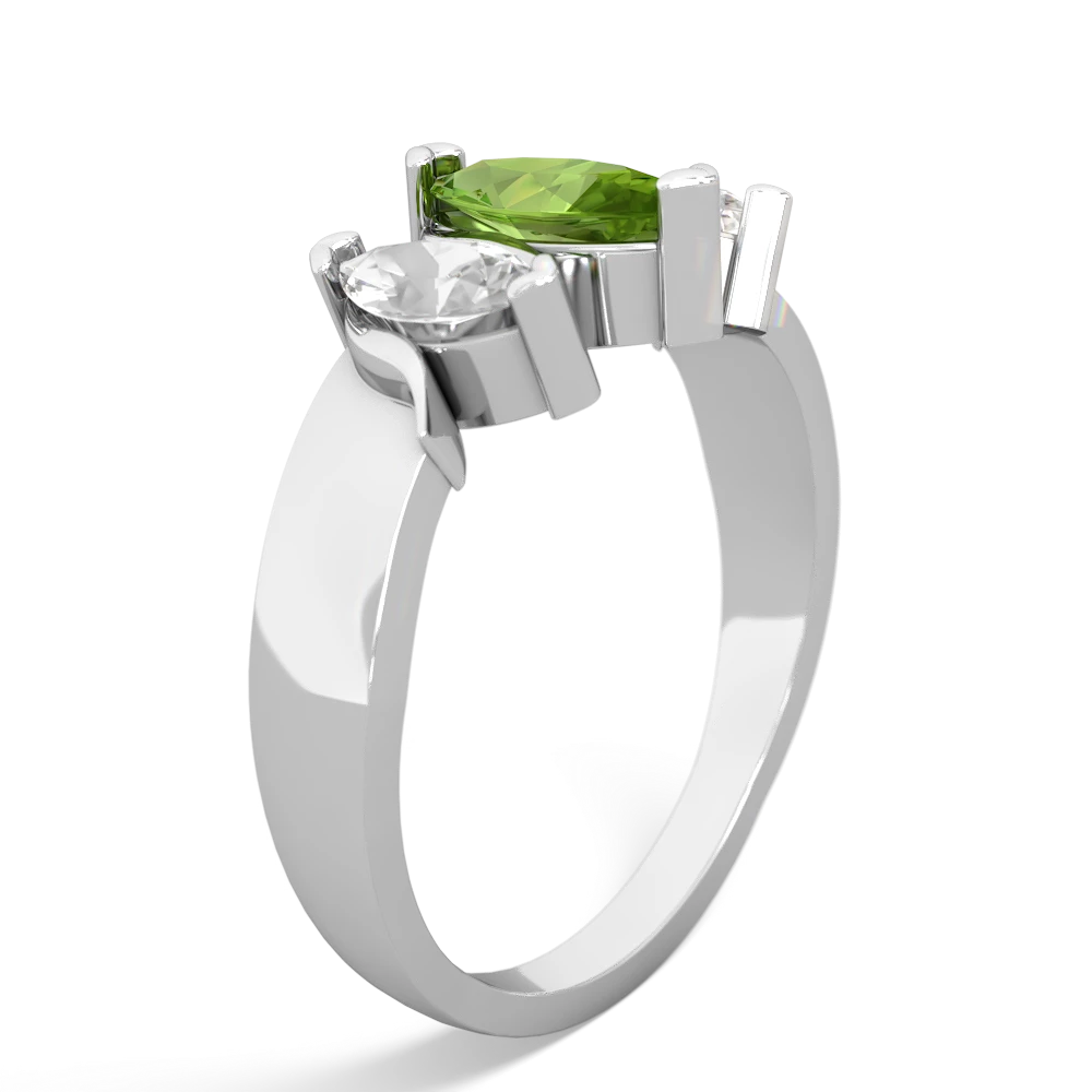 Peridot Three Peeks 14K White Gold ring R2433