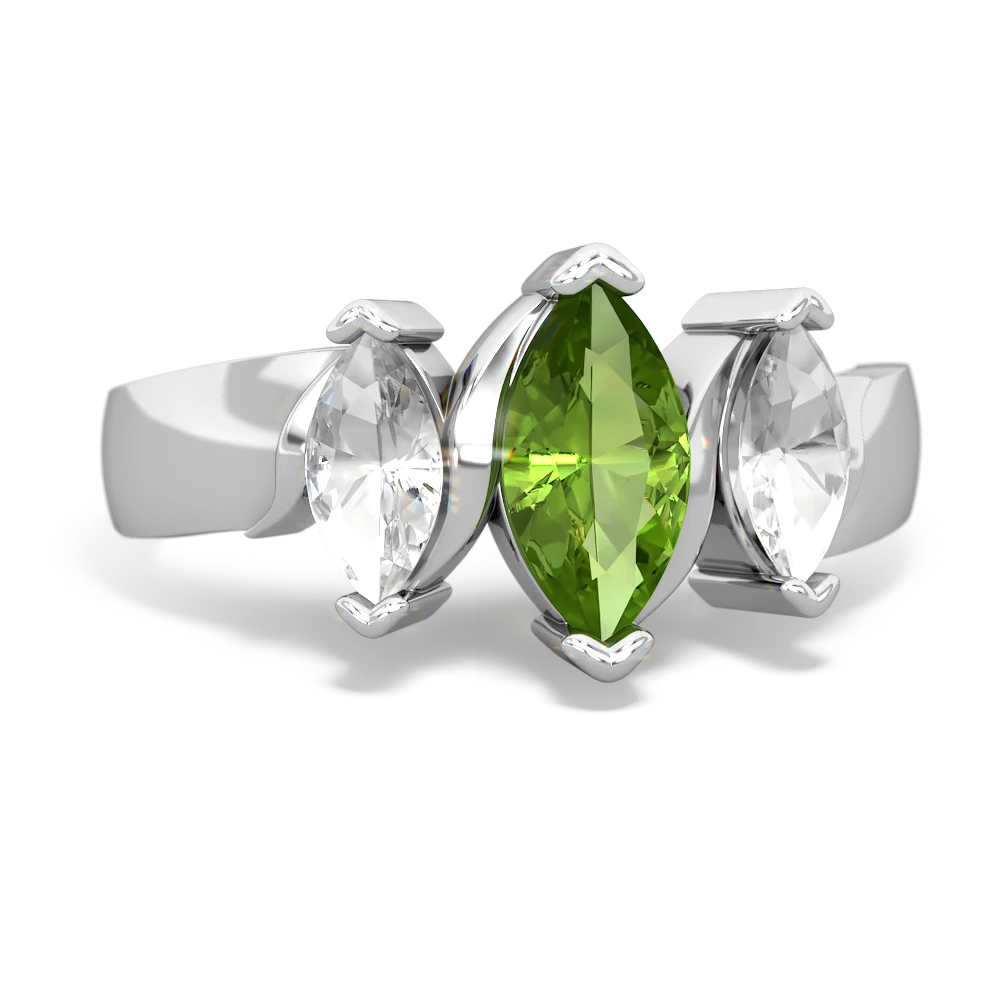 Peridot Three Peeks 14K White Gold ring R2433