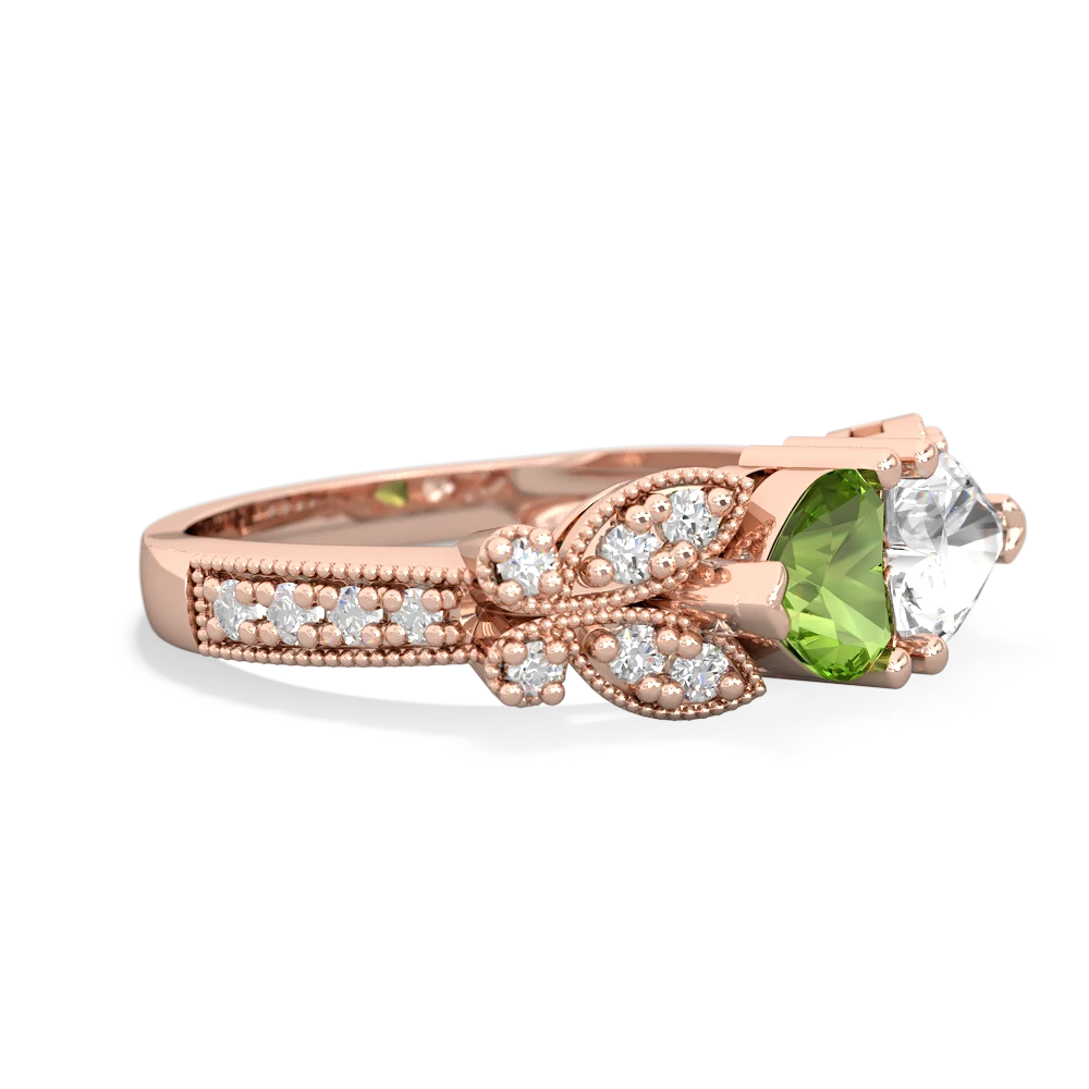 Peridot Diamond Butterflies 14K Rose Gold ring R5601