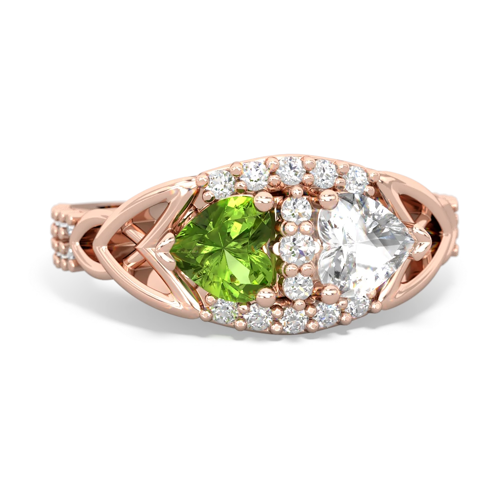 Peridot Sparkling Celtic Knot 14K Rose Gold ring R2645