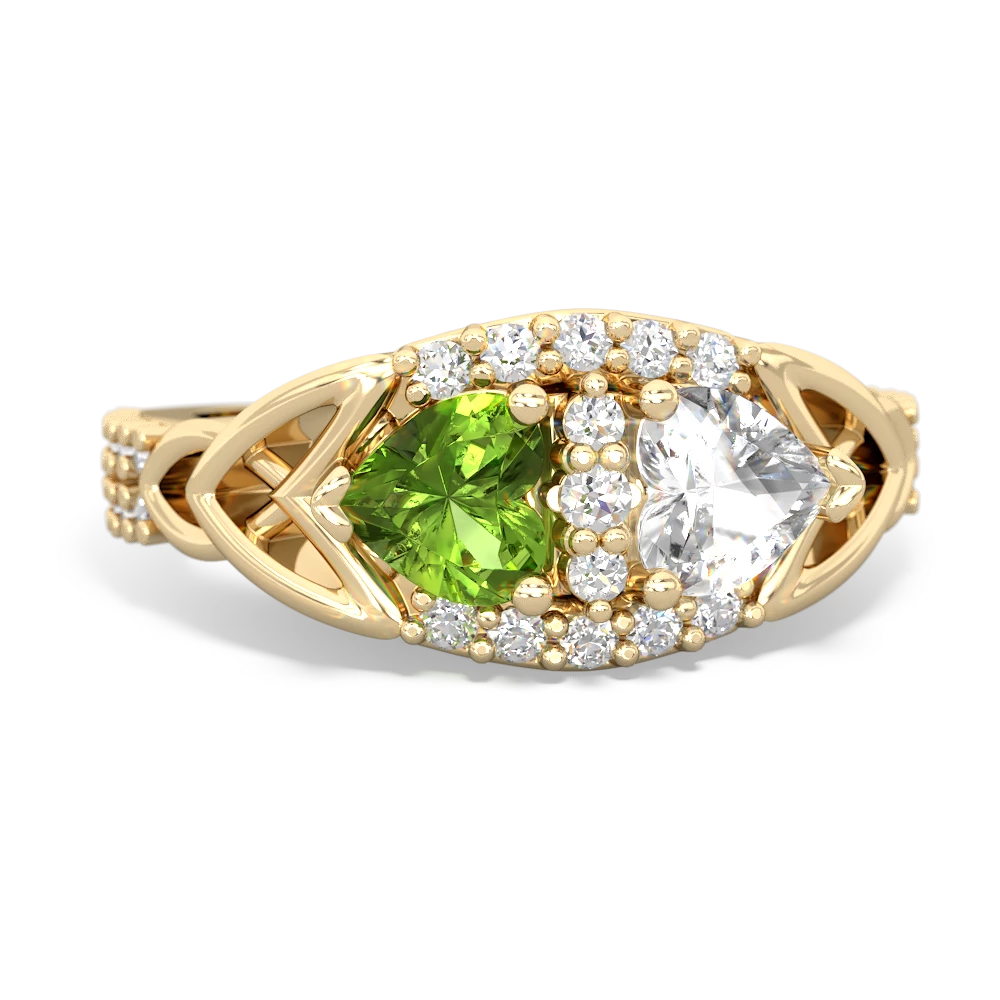 Peridot Sparkling Celtic Knot 14K Yellow Gold ring R2645