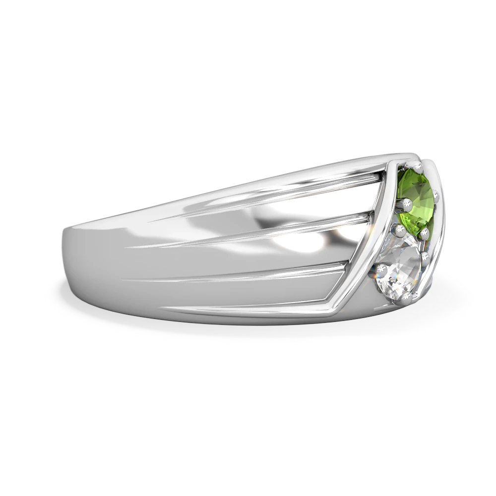 Peridot Men's Streamline 14K White Gold ring R0460