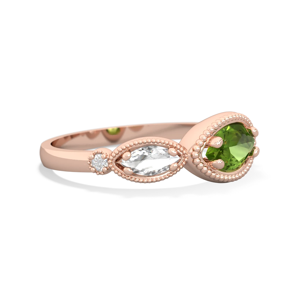 Peridot Milgrain Marquise 14K Rose Gold ring R5700