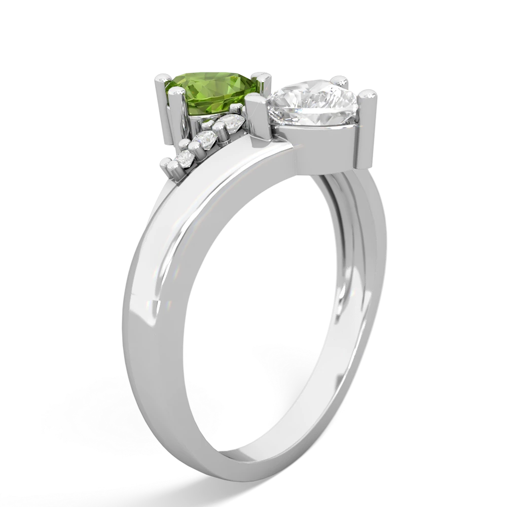 Peridot Heart To Heart 14K White Gold ring R2064