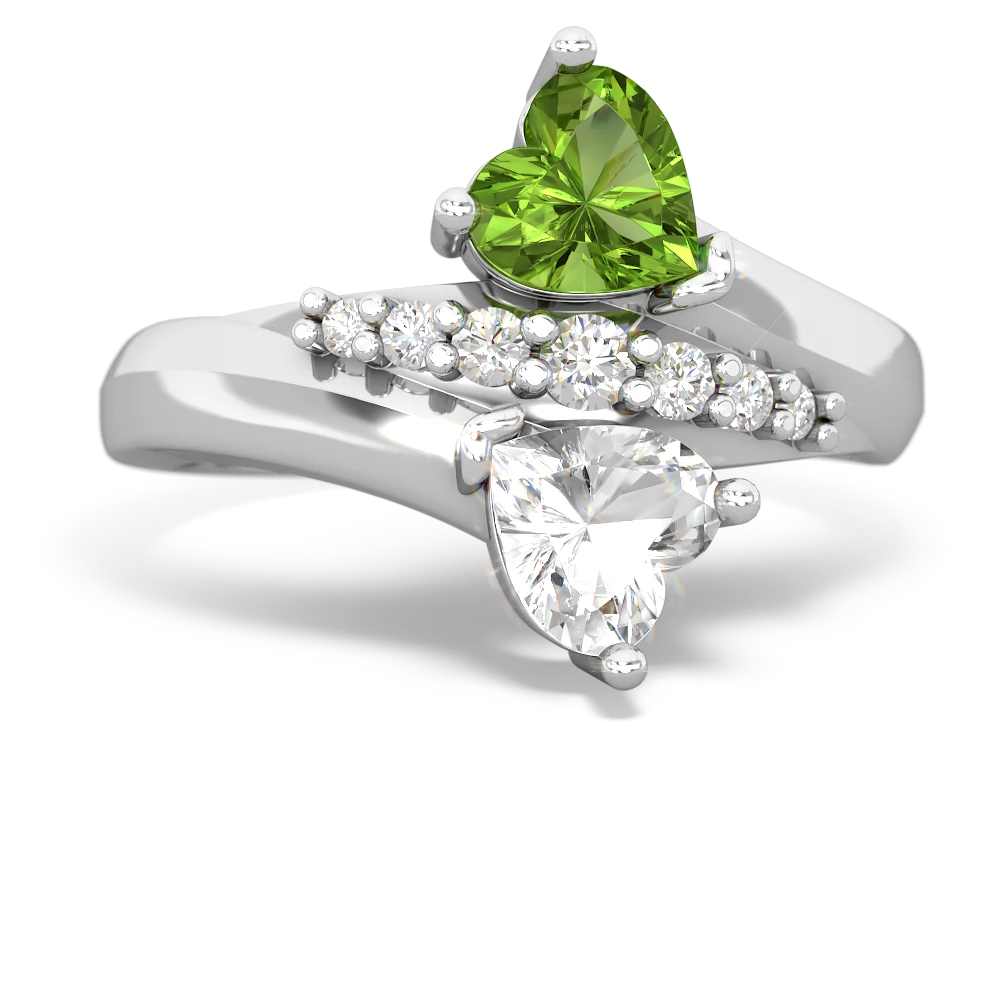 Peridot Heart To Heart 14K White Gold ring R2064