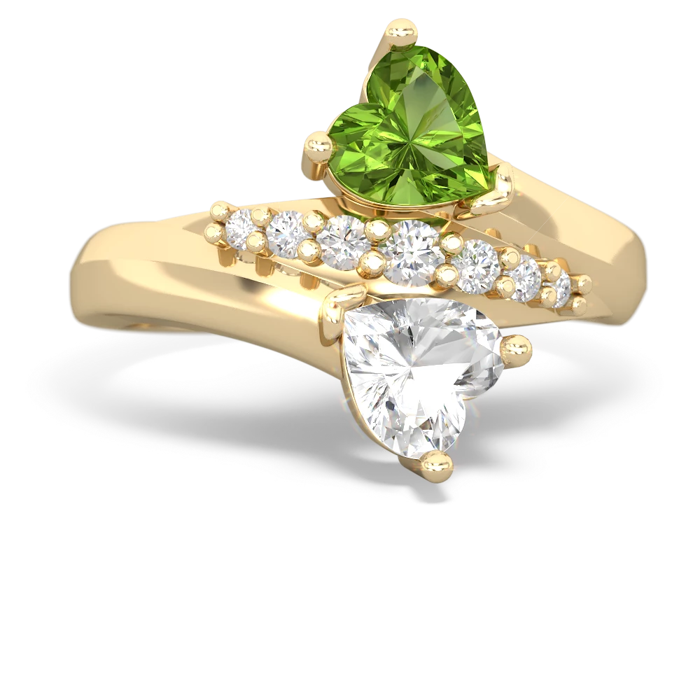 Peridot Heart To Heart 14K Yellow Gold ring R2064