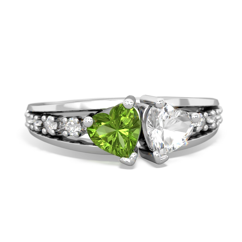 Peridot Heart To Heart 14K White Gold ring R3342