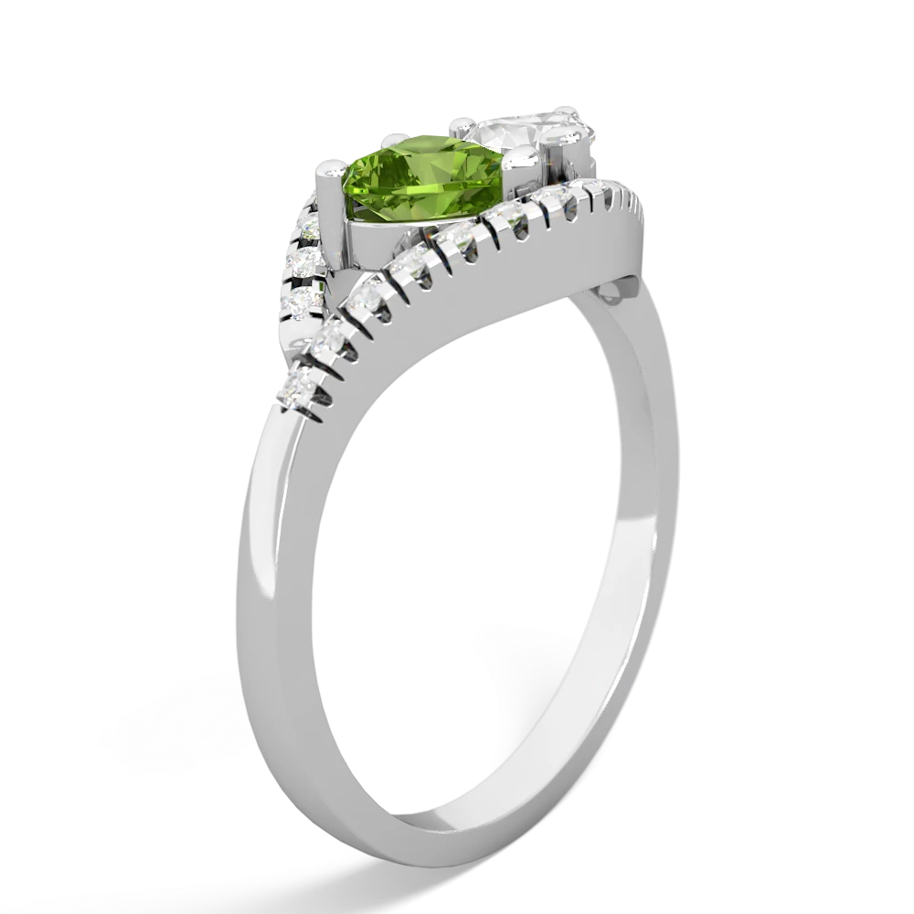 Peridot Mother And Child 14K White Gold ring R3010