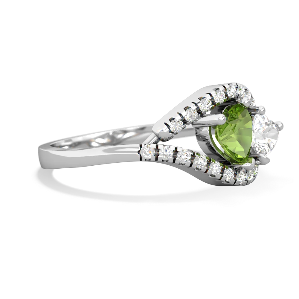 Peridot Mother And Child 14K White Gold ring R3010