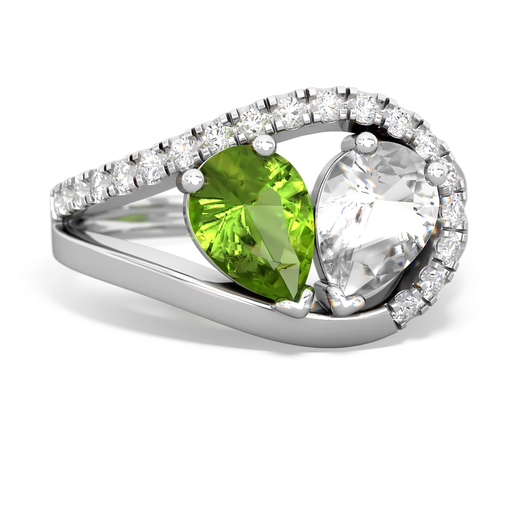 Peridot Nestled Heart Keepsake 14K White Gold ring R5650