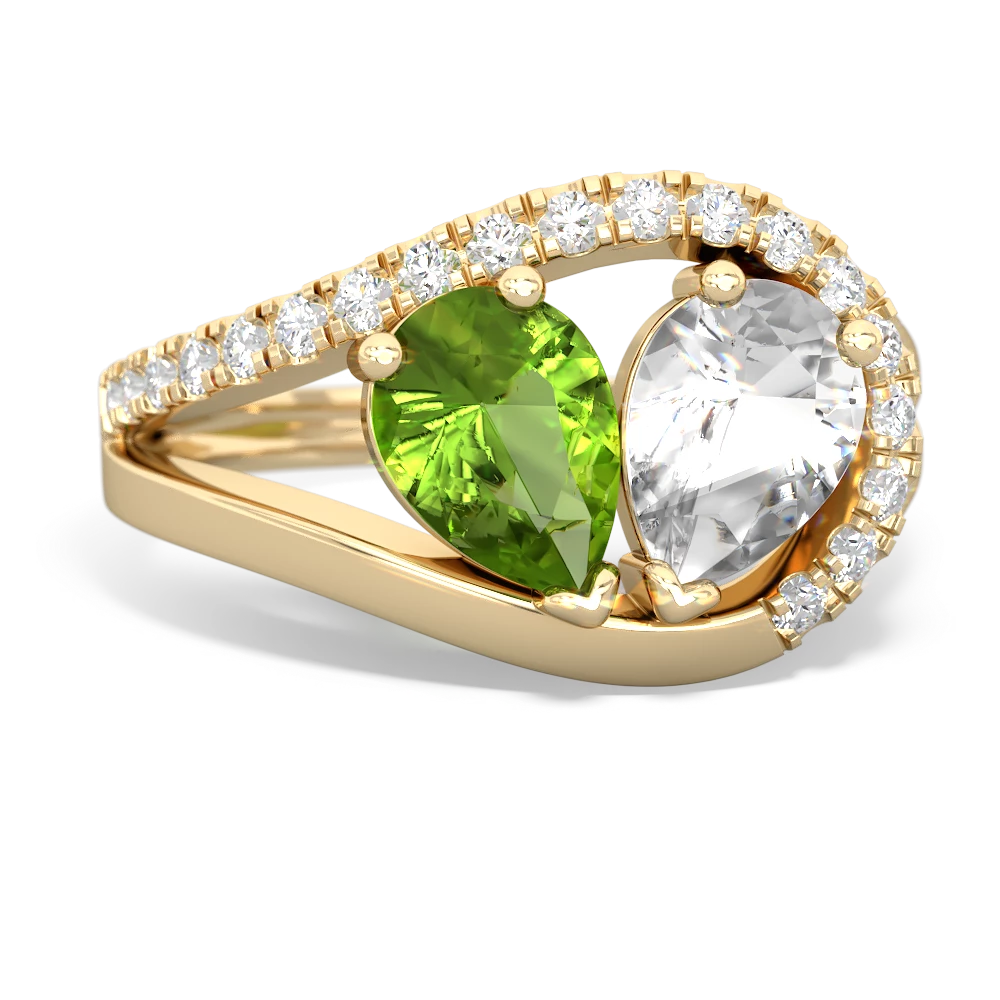 Peridot Nestled Heart Keepsake 14K Yellow Gold ring R5650