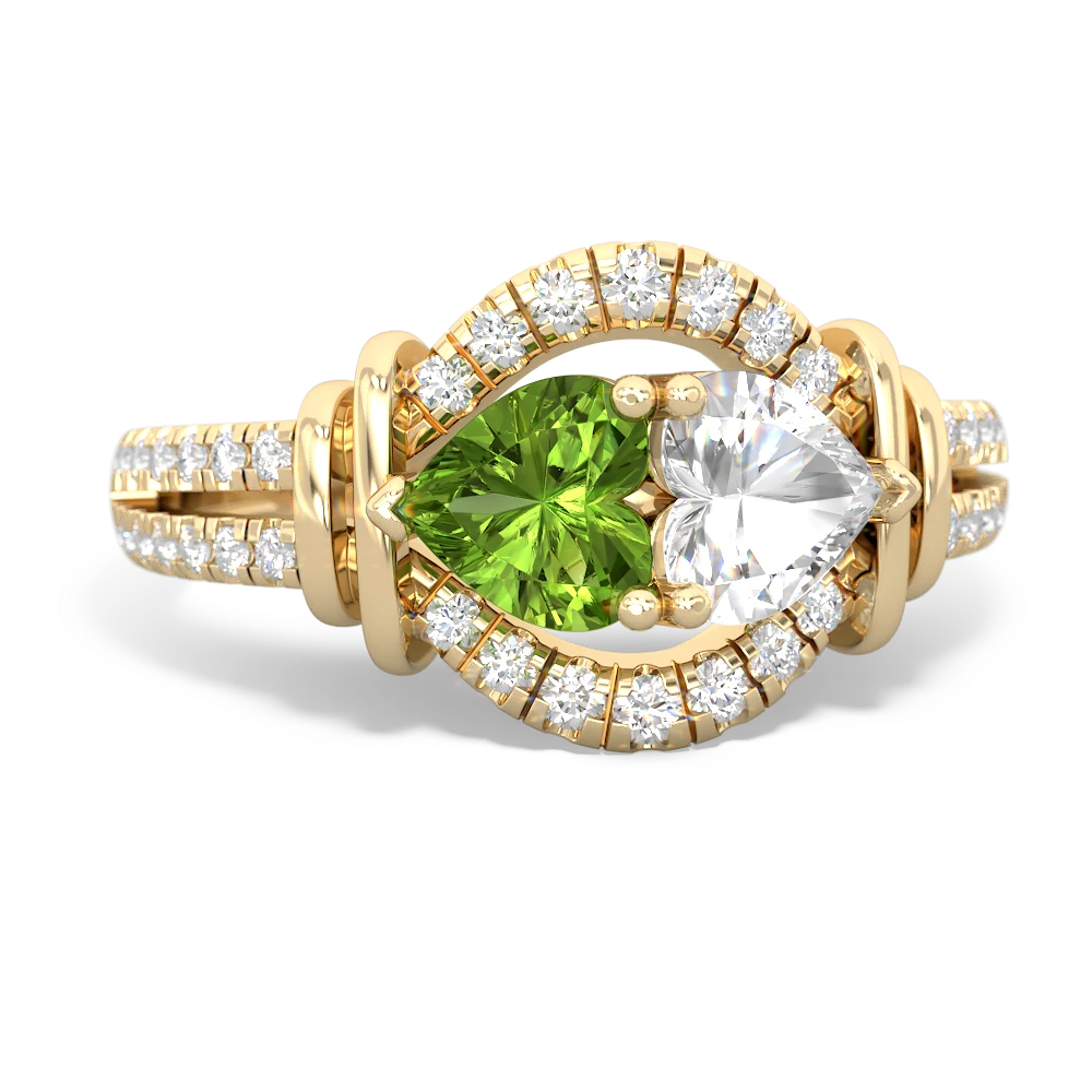 Peridot Art-Deco Keepsake 14K Yellow Gold ring R5630