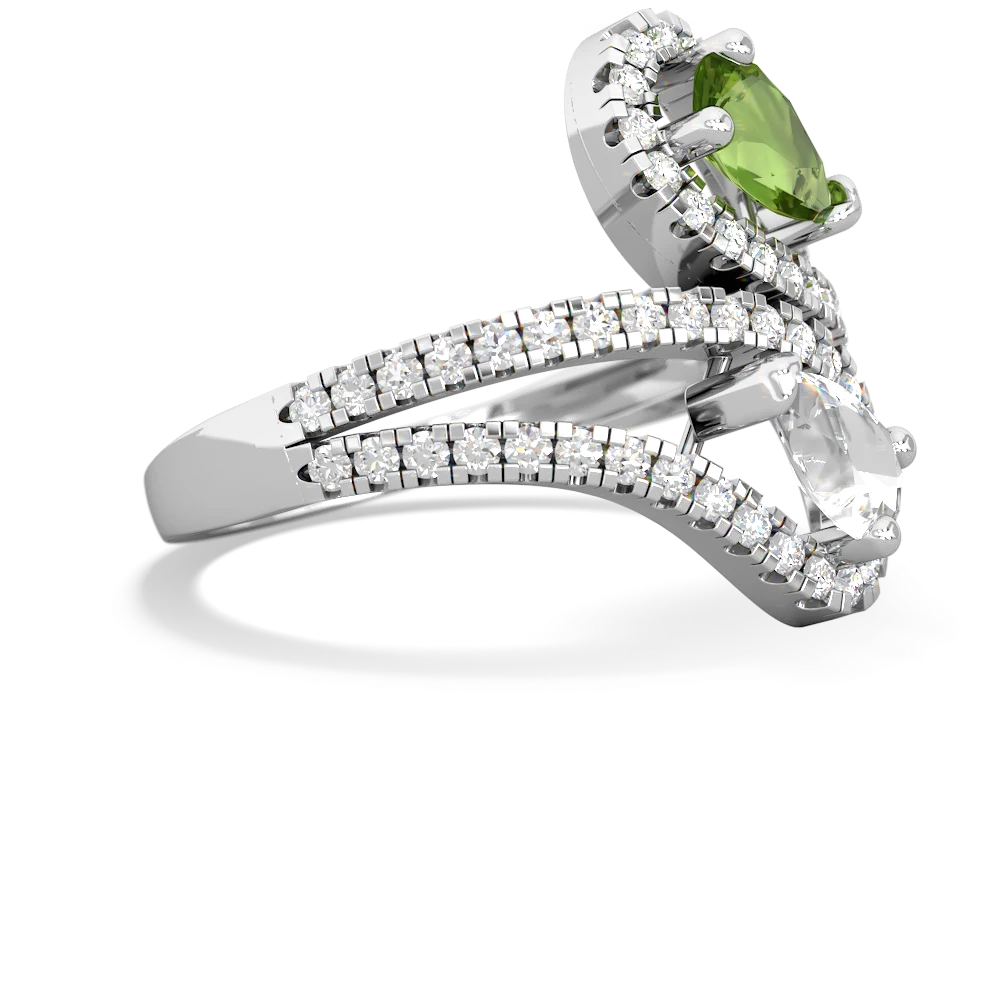 Peridot Diamond Dazzler 14K White Gold ring R3000