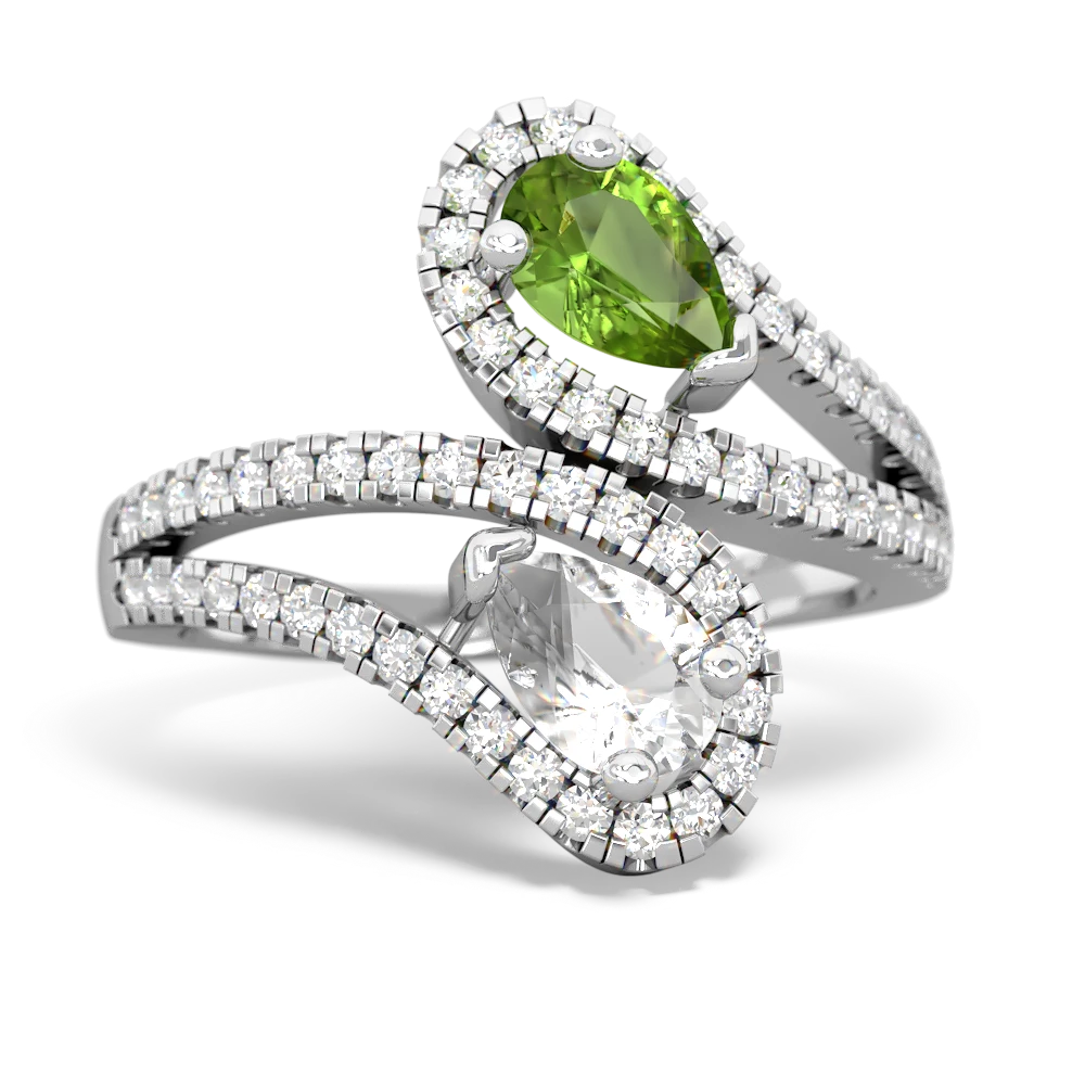 Peridot Diamond Dazzler 14K White Gold ring R3000