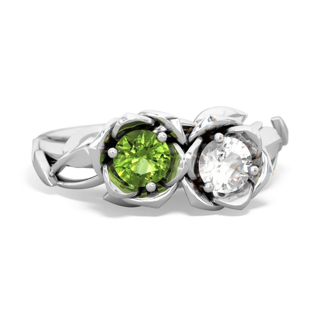 Peridot Rose Garden 14K White Gold ring R5510