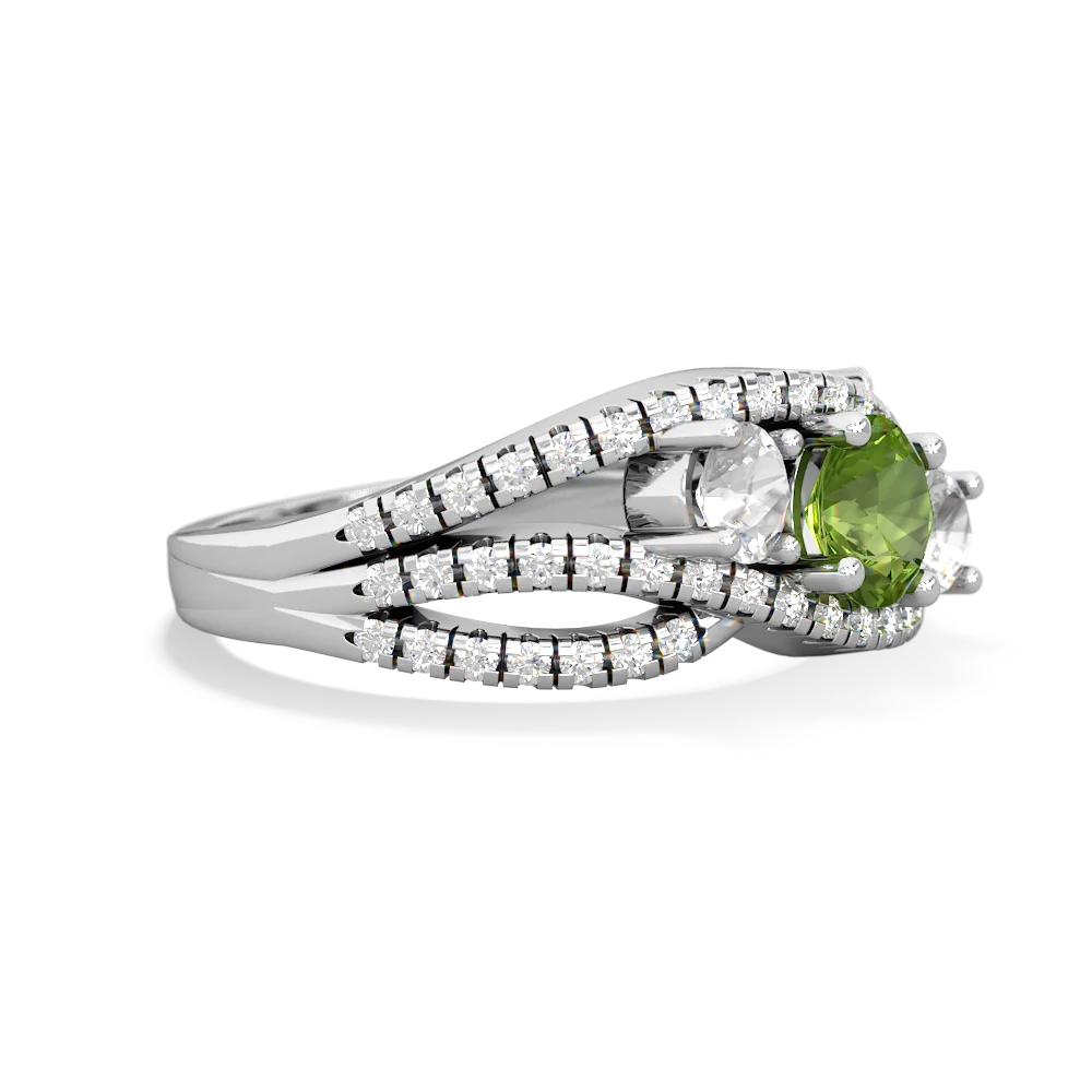 Peridot Three Stone Aurora 14K White Gold ring R3080