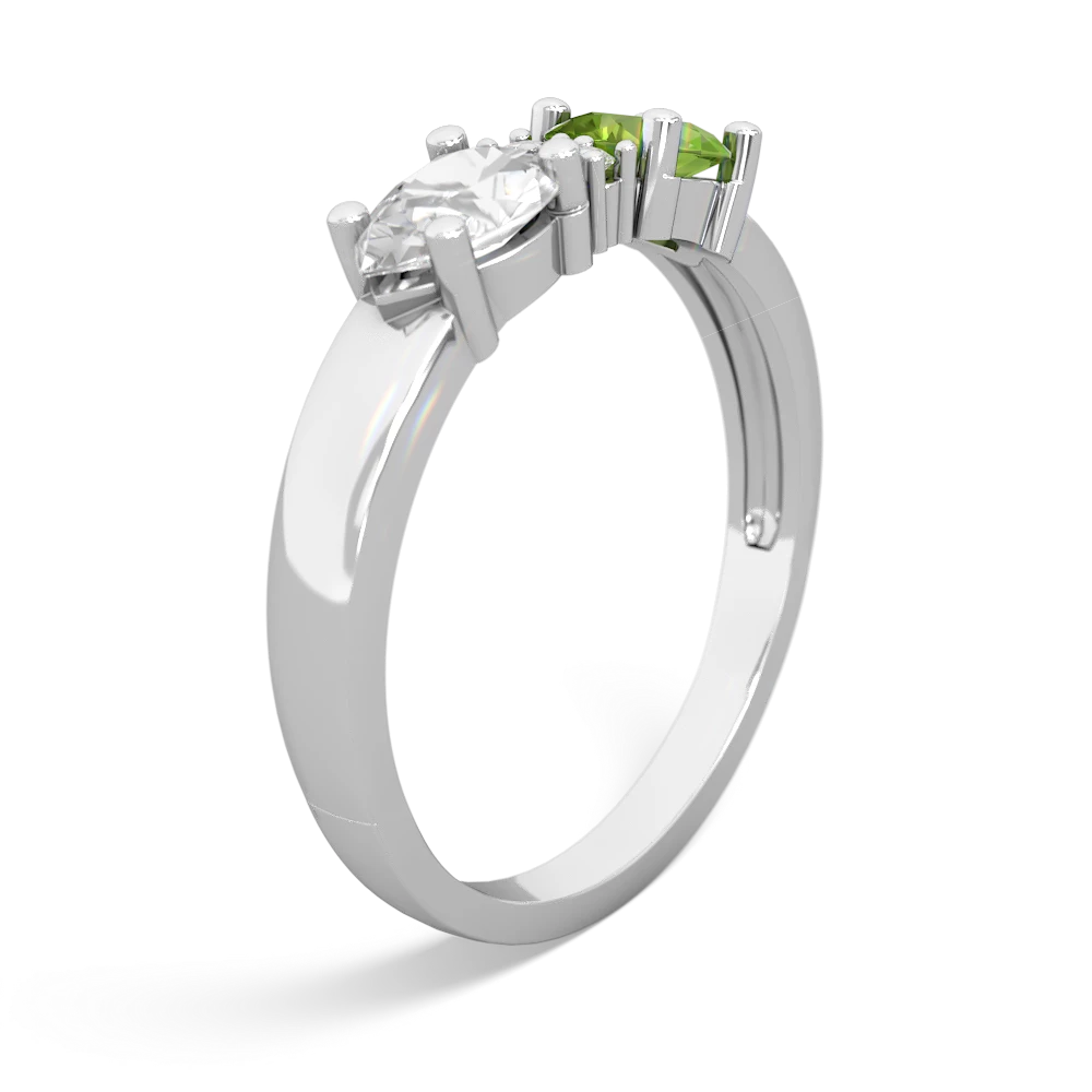 Peridot Pear Bowtie 14K White Gold ring R0865