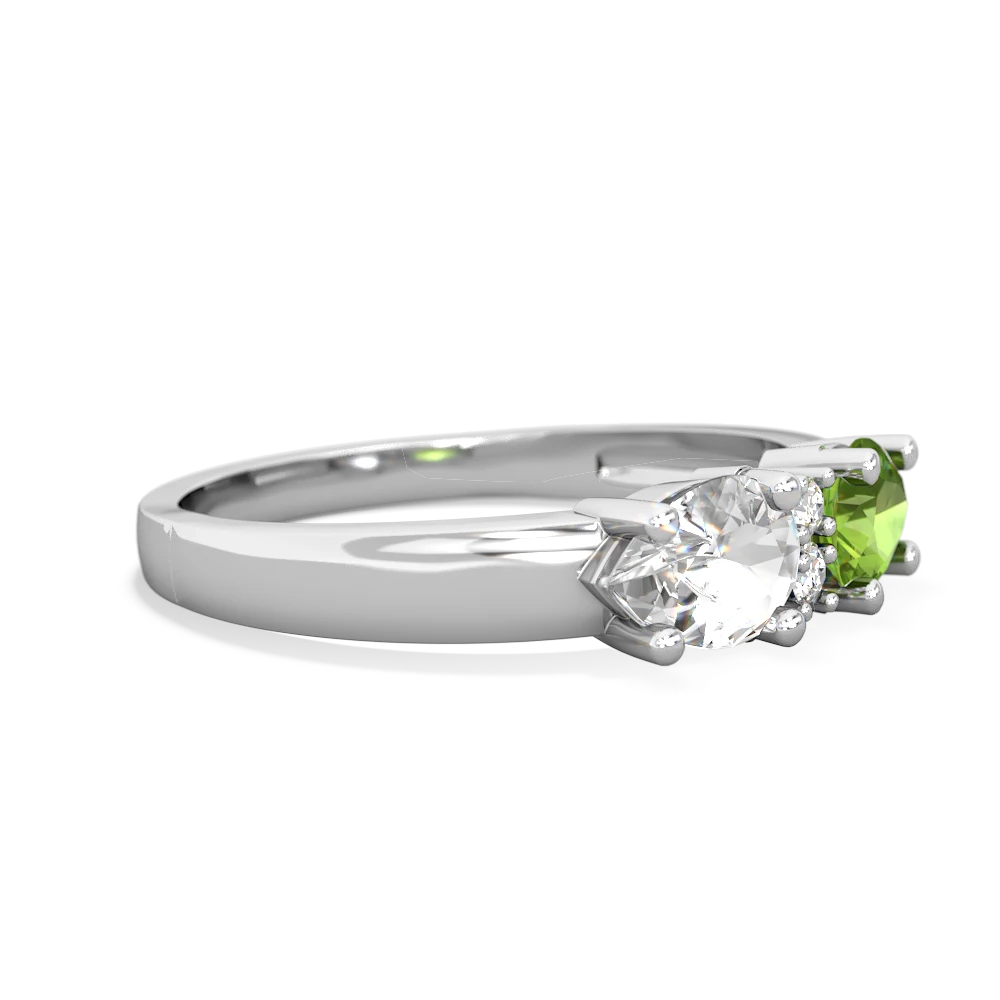 Peridot Pear Bowtie 14K White Gold ring R0865